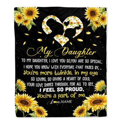 Personalized To My Daughter Blanket From Mom Dad Sunflower I Love You So Special Daughter Birthday Graduation Christmas Customized Bed Fleece Throw Blanket | siriusteestore