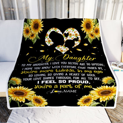 Personalized To My Daughter Blanket From Mom Dad Sunflower I Love You So Special Daughter Birthday Graduation Christmas Customized Bed Fleece Throw Blanket | siriusteestore