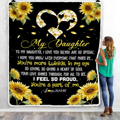 Personalized To My Daughter Blanket From Mom Dad Sunflower I Love You So Special Daughter Birthday Graduation Christmas Customized Bed Fleece Throw Blanket | siriusteestore