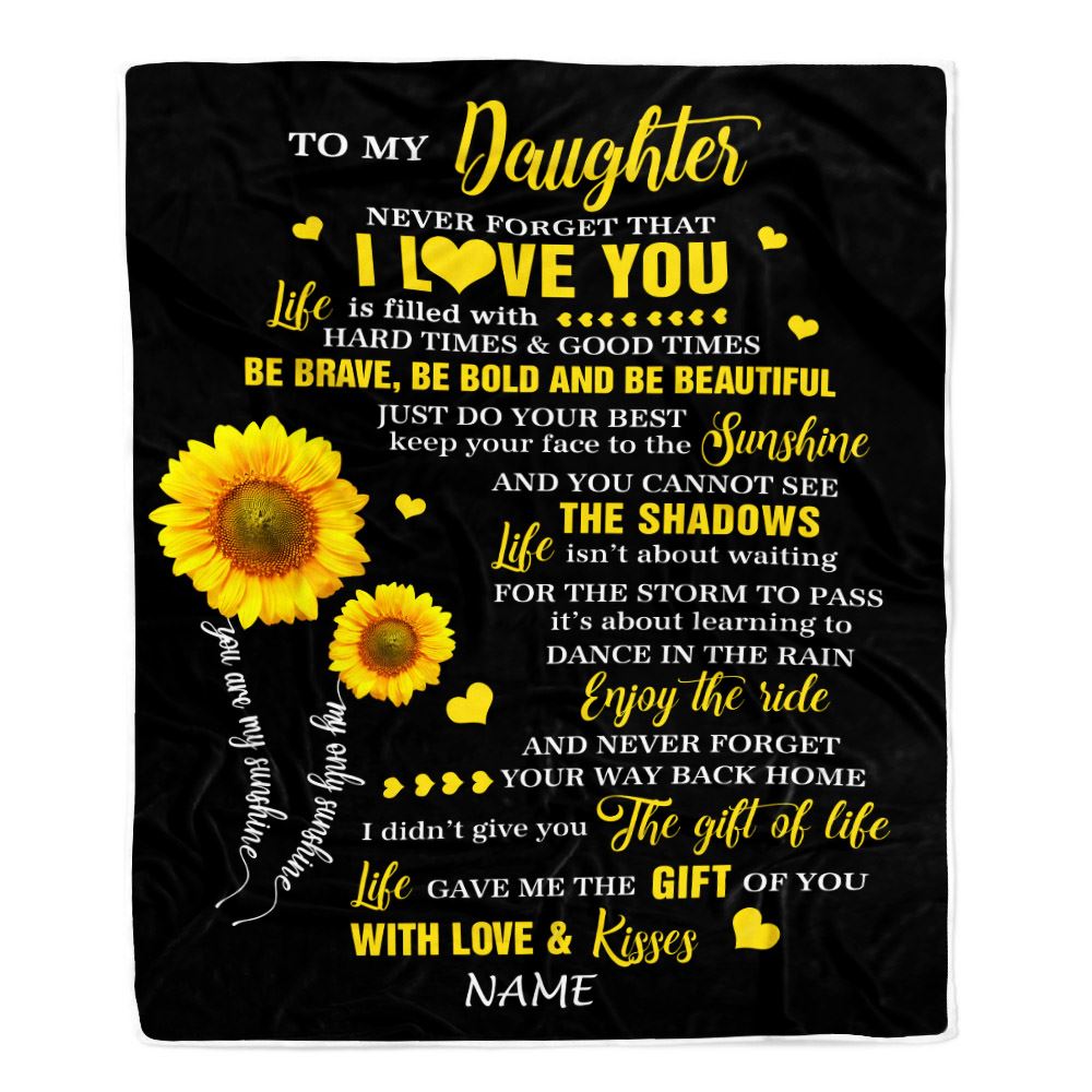 Personalized To My Daughter Blanket From Mom Dad Sunflower Never Forget I Love You Daughter Birthday Celebrating Graduation Gift Christmas Fleece Blanket | siriusteestore