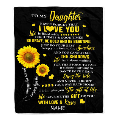 Personalized To My Daughter Blanket From Mom Dad Sunflower Never Forget I Love You Daughter Birthday Celebrating Graduation Gift Christmas Fleece Blanket | siriusteestore