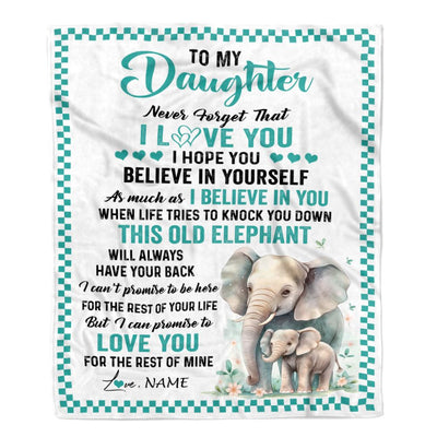 Personalized To My Daughter Blanket From Mom Dad This Old Elephant Love You Daughter Birthday Gifts Graduation Christmas Customized Fleece Throw Blanket | siriusteestore