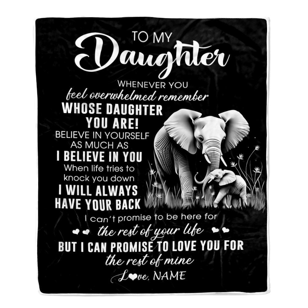 Personalized To My Daughter Blanket From Mom Dad Whenever You Feel Elephant Daughter Birthday Gifts Graduation Christmas Customized Fleece Throw Blanket | siriusteestore