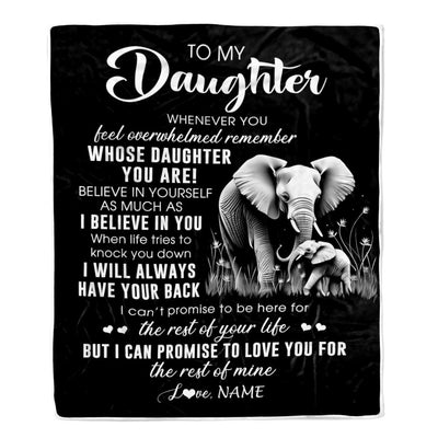 Personalized To My Daughter Blanket From Mom Dad Whenever You Feel Elephant Daughter Birthday Gifts Graduation Christmas Customized Fleece Throw Blanket | siriusteestore