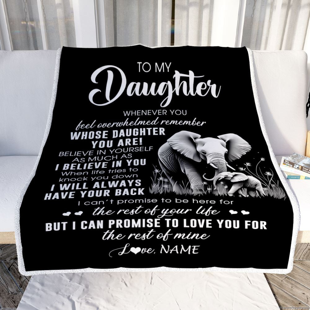 Personalized To My Daughter Blanket From Mom Dad Whenever You Feel Elephant Daughter Birthday Gifts Graduation Christmas Customized Fleece Throw Blanket | siriusteestore