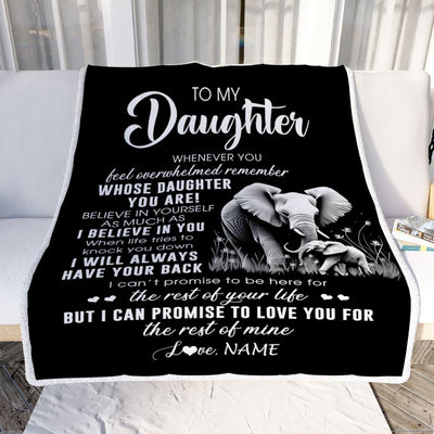 Personalized To My Daughter Blanket From Mom Dad Whenever You Feel Elephant Daughter Birthday Gifts Graduation Christmas Customized Fleece Throw Blanket | siriusteestore