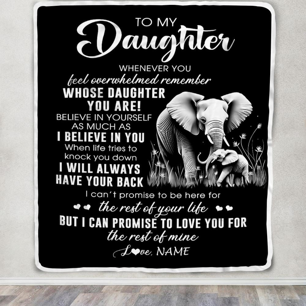 Personalized To My Daughter Blanket From Mom Dad Whenever You Feel Elephant Daughter Birthday Gifts Graduation Christmas Customized Fleece Throw Blanket | siriusteestore