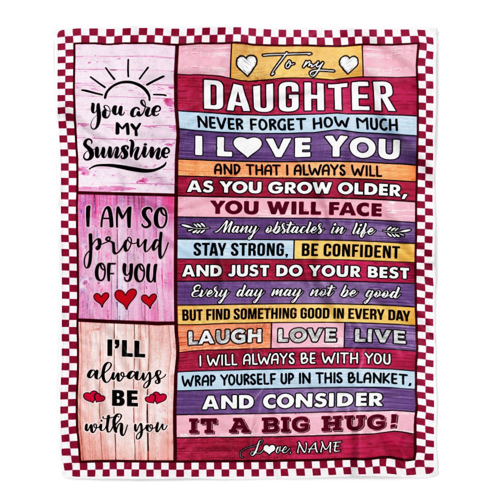 Personalized To My Daughter Blanket From Mom Dad Wood Never Forget How Much I Love You Daughter Birthday Graduation Christmas Customized Fleece Throw Blanket | siriusteestore