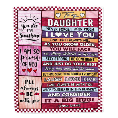 Personalized To My Daughter Blanket From Mom Dad Wood Never Forget How Much I Love You Daughter Birthday Graduation Christmas Customized Fleece Throw Blanket | siriusteestore