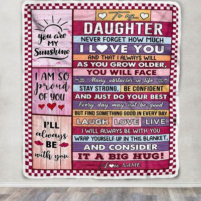 Personalized To My Daughter Blanket From Mom Dad Wood Never Forget How Much I Love You Daughter Birthday Graduation Christmas Customized Fleece Throw Blanket | siriusteestore