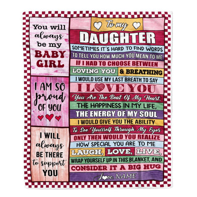 Personalized To My Daughter Blanket From Mom Dad Wood You Mean Yo Me Baby Girl Daughter Birthday Graduation Christmas Customized Gift Fleece Throw Blanket | siriusteestore