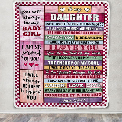 Personalized To My Daughter Blanket From Mom Dad Wood You Mean Yo Me Baby Girl Daughter Birthday Graduation Christmas Customized Gift Fleece Throw Blanket | siriusteestore