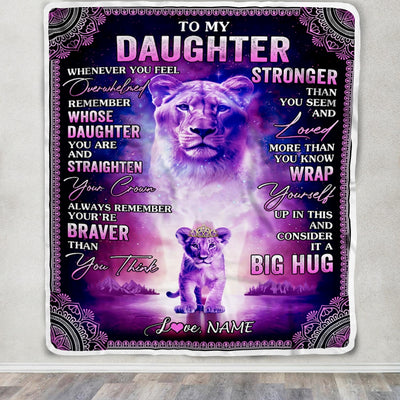 Personalized To My Daughter Blanket From Mom Lion I Love You It A Big Hug Letter To My Daughter Birthday Graduation Christmas Customized Fleece Throw Blanket | siriusteestore