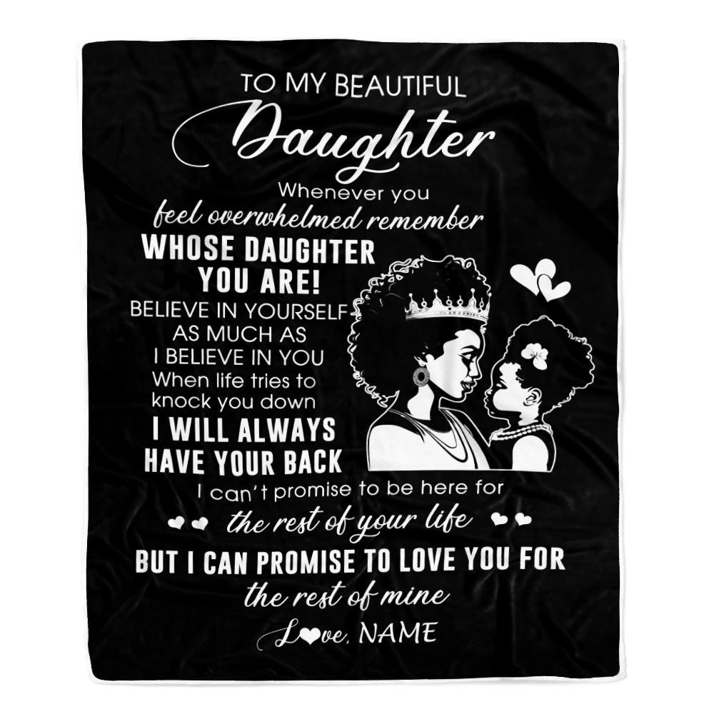 Personalized To My Daughter Blanket From Mom Mother African Woman Whenever You Feel Overwhelmed Daughter Birthday Graduation Customized Fleece Blanket | siriusteestore