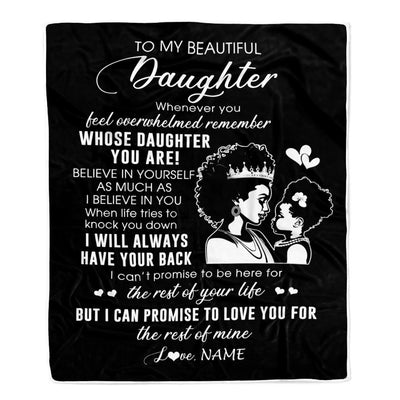Personalized To My Daughter Blanket From Mom Mother African Woman Whenever You Feel Overwhelmed Daughter Birthday Graduation Customized Fleece Blanket | siriusteestore