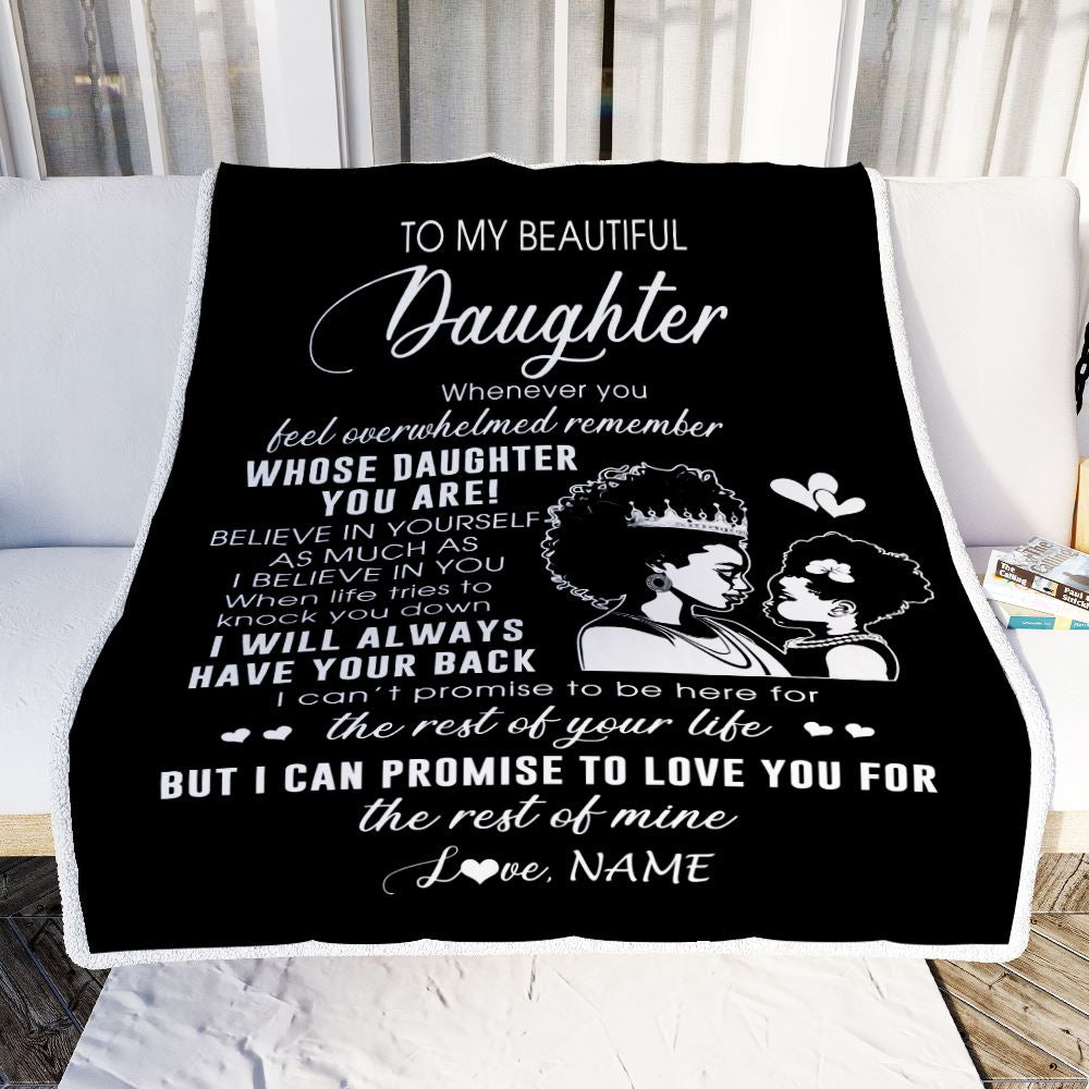 Personalized To My Daughter Blanket From Mom Mother African Woman Whenever You Feel Overwhelmed Daughter Birthday Graduation Customized Fleece Blanket | siriusteestore