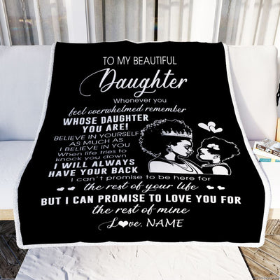 Personalized To My Daughter Blanket From Mom Mother African Woman Whenever You Feel Overwhelmed Daughter Birthday Graduation Customized Fleece Blanket | siriusteestore
