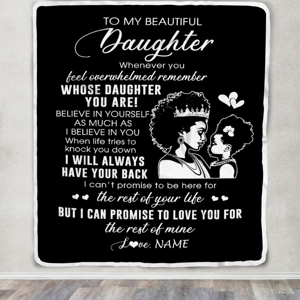 Personalized To My Daughter Blanket From Mom Mother African Woman Whenever You Feel Overwhelmed Daughter Birthday Graduation Customized Fleece Blanket | siriusteestore