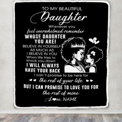 Personalized To My Daughter Blanket From Mom Mother African Woman Whenever You Feel Overwhelmed Daughter Birthday Graduation Customized Fleece Blanket | siriusteestore