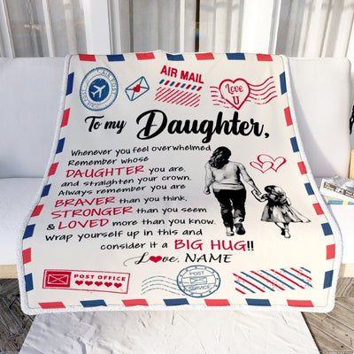 Personalized To My Daughter Blanket From Mom Mother Braver Stronger Loved Airmail Daughter Birthday Graduation Christmas Customized Fleece Throw Blanket | siriusteestore