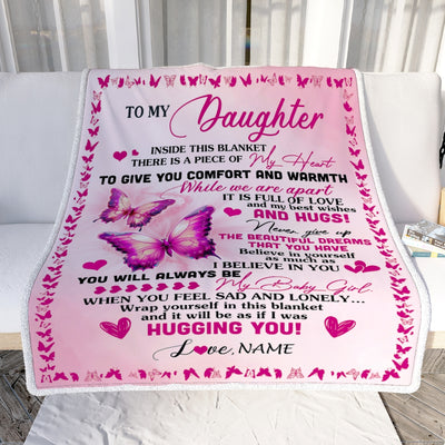 Personalized To My Daughter Blanket From Mom Mother Butterfly Inside This Blanket Daughter Birthday Graduation Thanksgiving Christmas Customized Fleece Blanket | siriusteestore