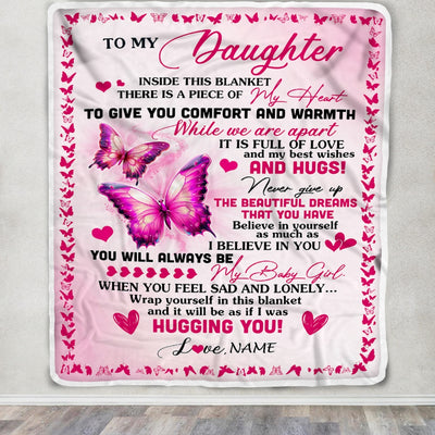 Personalized To My Daughter Blanket From Mom Mother Butterfly Inside This Blanket Daughter Birthday Graduation Thanksgiving Christmas Customized Fleece Blanket | siriusteestore