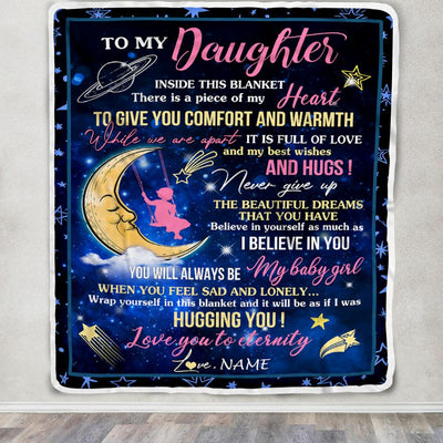 Personalized To My Daughter Blanket From Mom Mother Dad Father Inside This Blanket Sleeping Moon Daughter Birthday Christmas Customized Bed Fleece Blanket | siriusteestore