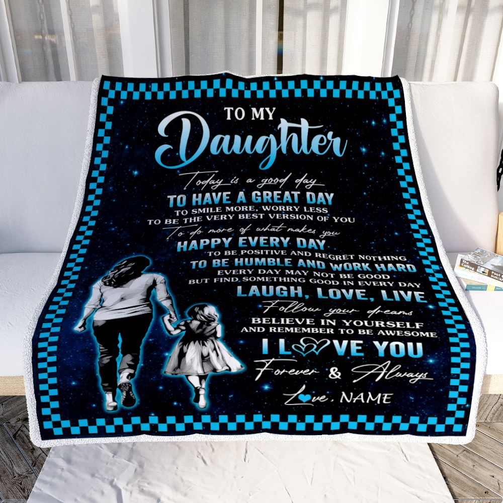 Personalized To My Daughter Blanket From Mom Mother Every Day Laugh Love Live Mom Daughter Birthday Gifts Graduation Christmas Customized Fleece Throw Blanket | siriusteestore