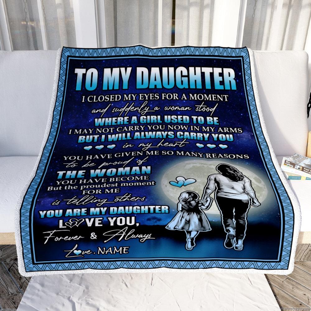 Personalized To My Daughter Blanket From Mom Mother I Closed My Eyes For A Moment Daughter Birthday Graduation Christmas Customized Fleece Blanket | siriusteestore