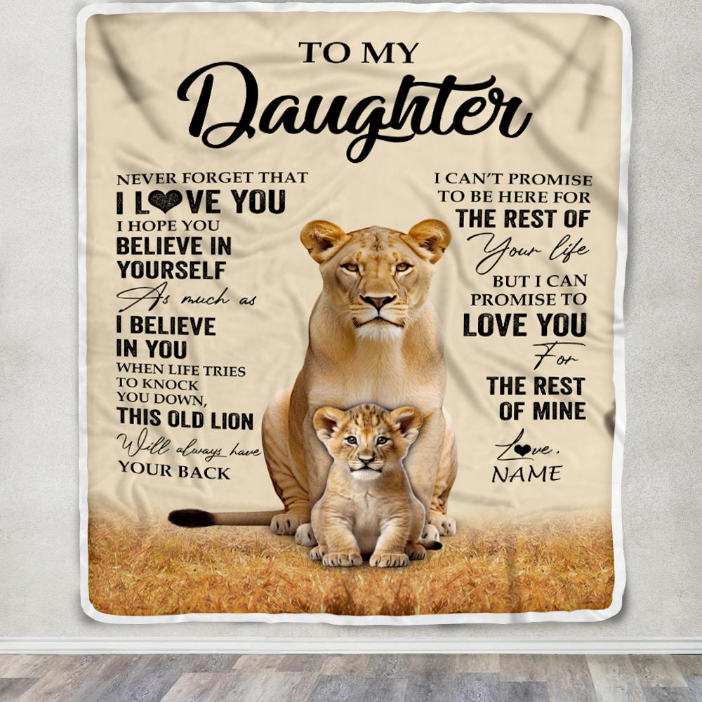 Personalized To My Daughter Blanket From Mom Mother Lion Never Forget That I Love You Daughter Birthday Gifts Graduation Christmas Customized Fleece Throw Blanket | siriusteestore