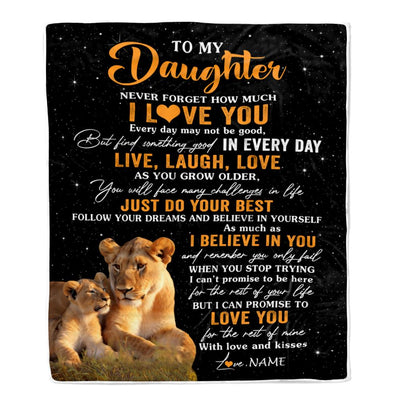 Personalized To My Daughter Blanket From Mom Mother Live Laugh Love Lion Daughter Birthday Gifts Positive Graduation Christmas Customized Fleece Blanket | siriusteestore