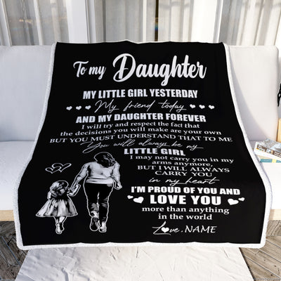 Personalized To My Daughter Blanket From Mom Mother My Little Girl My Friend Proud And Love Daughter Birthday Graduation Christmas Customized Fleece Blanket | siriusteestore