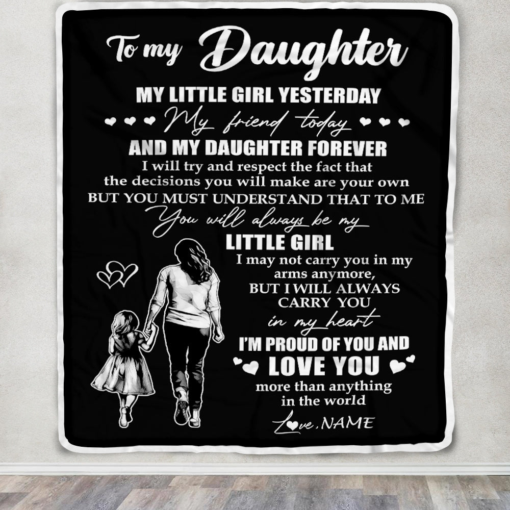 Personalized To My Daughter Blanket From Mom Mother My Little Girl My Friend Proud And Love Daughter Birthday Graduation Christmas Customized Fleece Blanket | siriusteestore