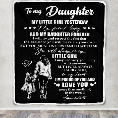 Personalized To My Daughter Blanket From Mom Mother My Little Girl My Friend Proud And Love Daughter Birthday Graduation Christmas Customized Fleece Blanket | siriusteestore