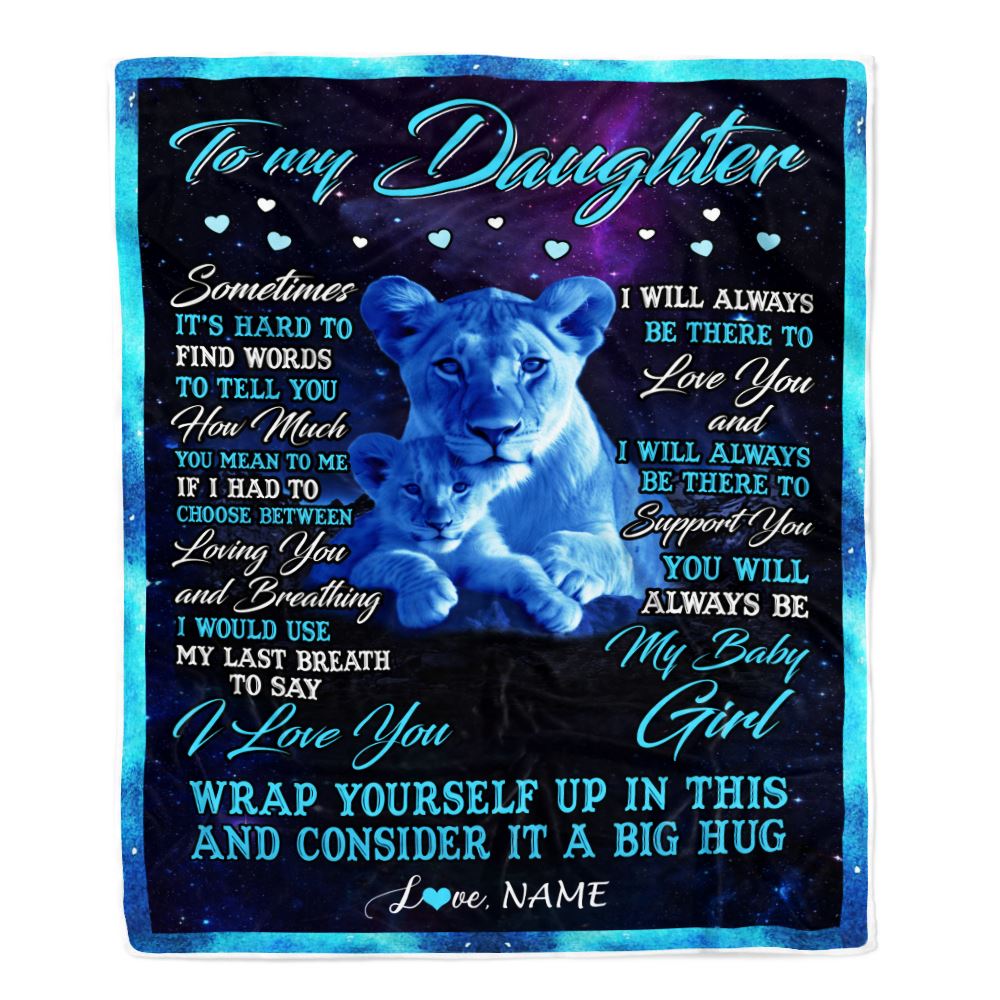 Personalized To My Daughter Blanket From Mom Mother Sometimes It's Hard Lion Daughter Gift Birthday Graduation Christmas Custom Customized Fleece Blanket | siriusteestore