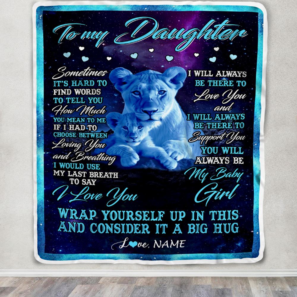Personalized To My Daughter Blanket From Mom Mother Sometimes It's Hard Lion Daughter Gift Birthday Graduation Christmas Custom Customized Fleece Blanket | siriusteestore