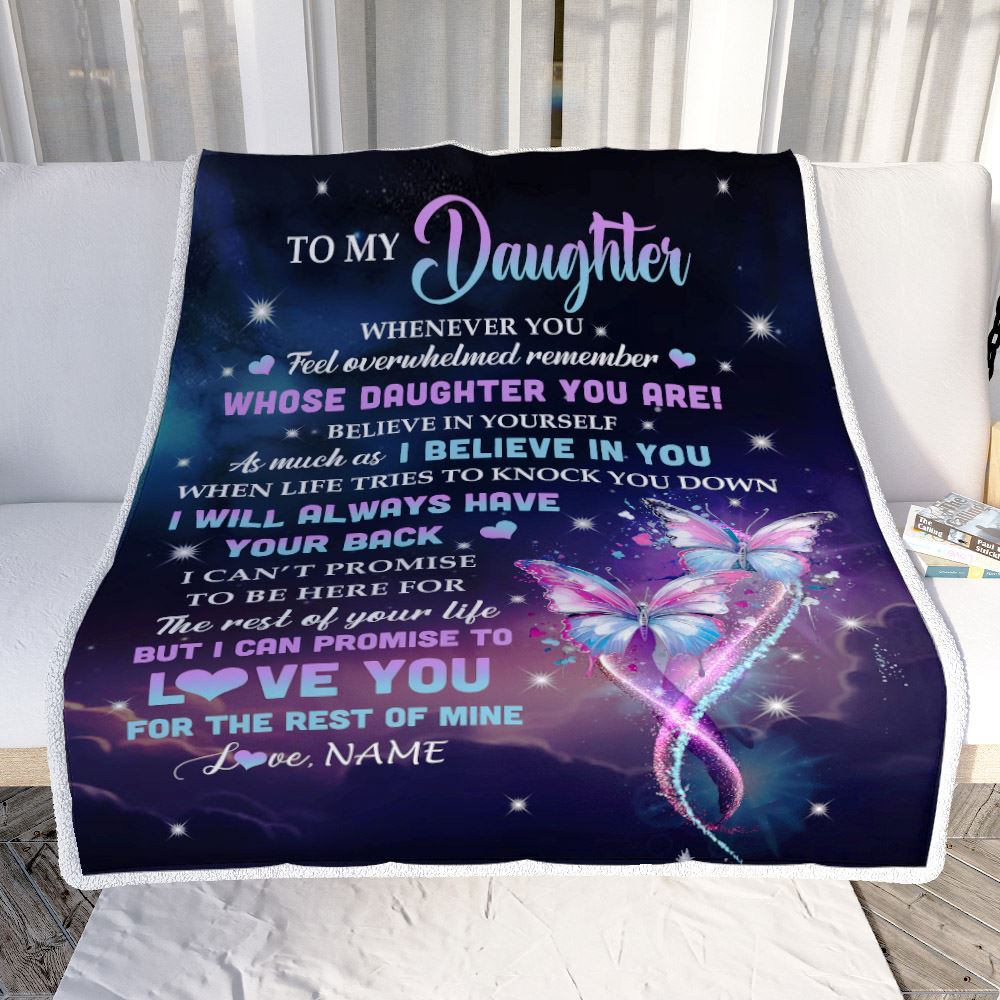 Personalized To My Daughter Blanket From Mom Mother Whenever You Feel Butterfly Daughter Birthday Gifts Graduation Christmas Customized Fleece Throw Blanket | siriusteestore