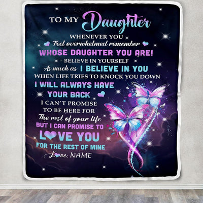 Personalized To My Daughter Blanket From Mom Mother Whenever You Feel Butterfly Daughter Birthday Gifts Graduation Christmas Customized Fleece Throw Blanket | siriusteestore