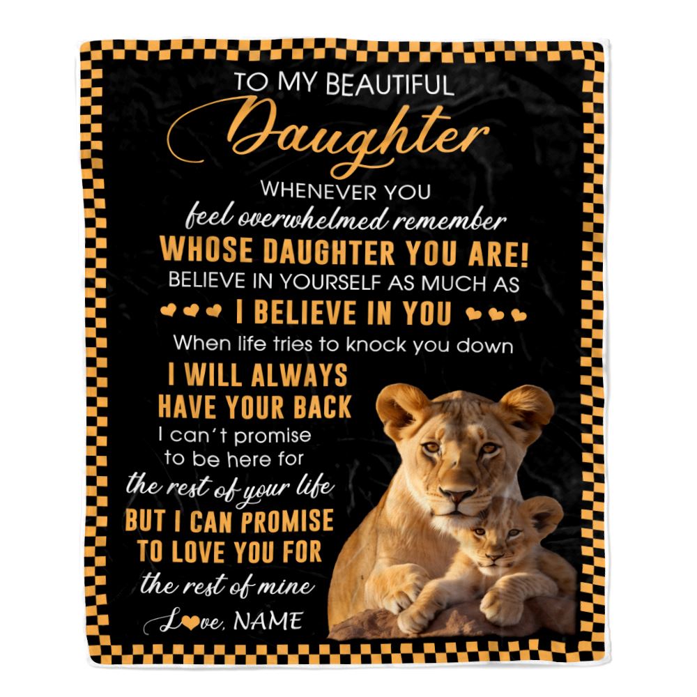 Personalized To My Daughter Blanket From Mom Mother Whenever You Feel Lion Daughter Birthday Gifts Graduation Christmas Customized Fleece Throw Blanket | siriusteestore