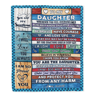 Personalized To My Daughter Blanket From Mom Mother Wood Whenever You Feel Overwhelmed Daughter Birthday Graduation Christmas Customized Fleece Blanket | siriusteestore