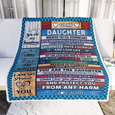 Personalized To My Daughter Blanket From Mom Mother Wood Whenever You Feel Overwhelmed Daughter Birthday Graduation Christmas Customized Fleece Blanket | siriusteestore