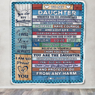 Personalized To My Daughter Blanket From Mom Mother Wood Whenever You Feel Overwhelmed Daughter Birthday Graduation Christmas Customized Fleece Blanket | siriusteestore