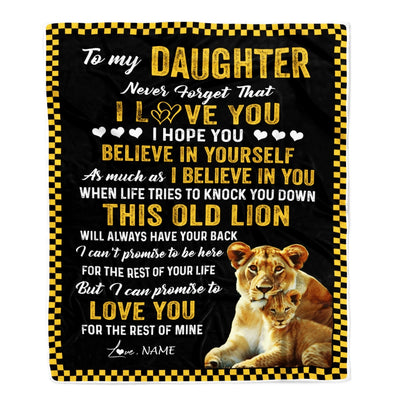 Personalized To My Daughter Blanket From Mom This Old Lion Love You Daughter Birthday Graduation Christmas Customized Fleece Blanket | siriusteestore