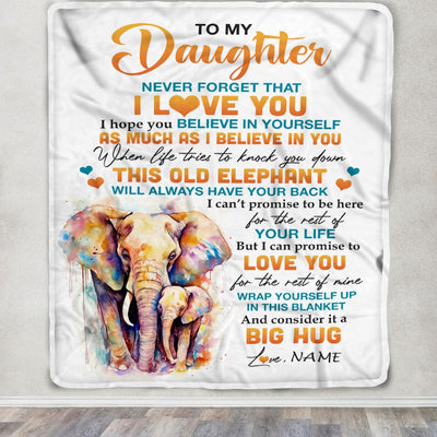 Personalized To My Daughter Blanket Gift From Mom Dad Mother This Old Elephant Love You Daughter Gifts Birthday Graduation Christmas Customized Fleece Blanket | siriusteestore