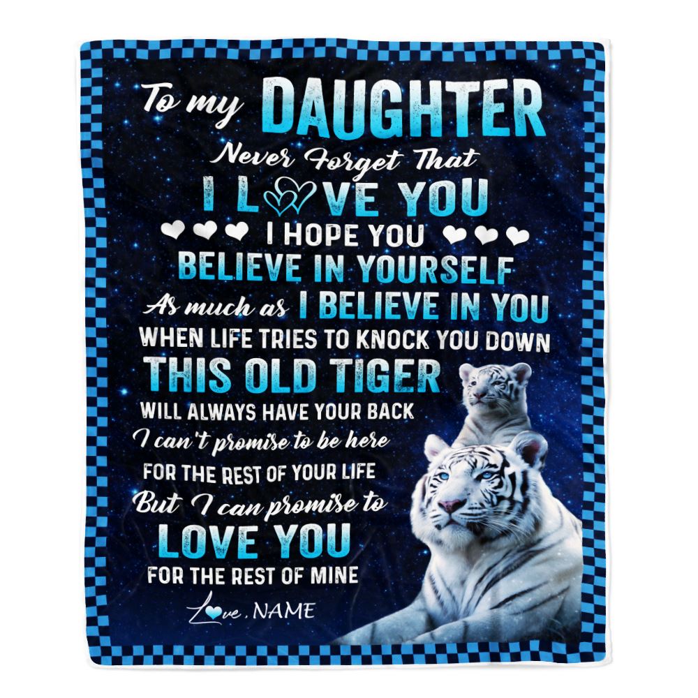 Personalized To My Daughter Blanket Gift From Mom Dad Mother This Old Tiger Love You Daughter Birthday Graduation Christmas Customized Fleece Blanket | siriusteestore