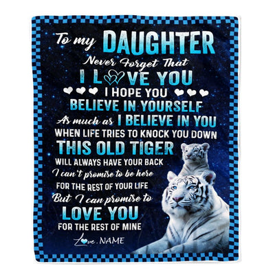 Personalized To My Daughter Blanket Gift From Mom Dad Mother This Old Tiger Love You Daughter Birthday Graduation Christmas Customized Fleece Blanket | siriusteestore