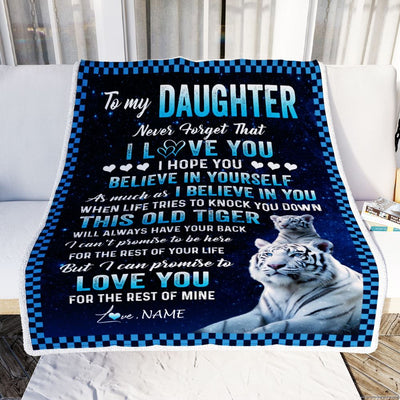 Personalized To My Daughter Blanket Gift From Mom Dad Mother This Old Tiger Love You Daughter Birthday Graduation Christmas Customized Fleece Blanket | siriusteestore