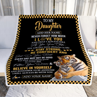 Personalized To My Daughter Blanket Tiger I Love You Forever From Mom Dad Daughter Birthday Gifts Christmas Thanksgiving Graduation Custom Fleece Blanket | siriusteestore