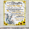 Personalized To My Daughter Blanket from Mom Mother Never Forget I Love You Sunflower Elephant Daughter Birthday Christmas Customized Bed Fleece Throw Blanket | siriusteestore