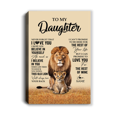 Personalized To My Daughter Canvas From Dad Father Lion Never Forget That I Love You Daughter Birthday Gifts Graduation Christmas Custom Wall Art Print Framed Canvas | siriusteestore